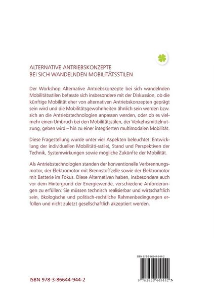 Produktbild: Alternative Antriebskonzepte bei sich wandelnden Mobilit&auml;tsstilen: Tagungsbeitr&auml;ge vom 08. und 09. M&auml;rz 2012 am KIT, Karlsruhe