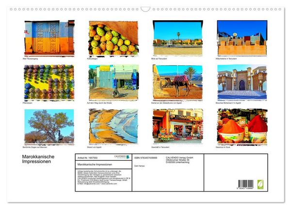 Produktbild: Marokkanische Impressionen (Wandkalender 2026 DIN A2 quer), CALVENDO Monatskalender