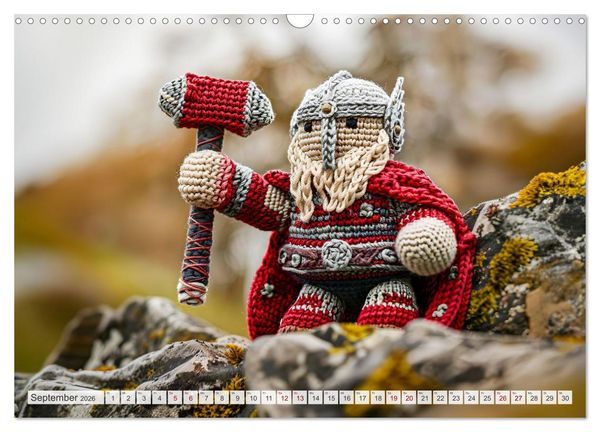 Produktbild: Zauberhafte Wikinger - Nordische Mythologie aus H&auml;kel- und Strickwolle (Wandkalender 2026 DIN A3 quer), CALVENDO Monatskalender