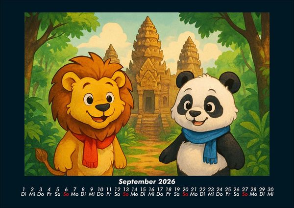 Produktbild: Buschi und Pippin - Reise zu den Weltwundern 2026 Fotokalender DIN A4