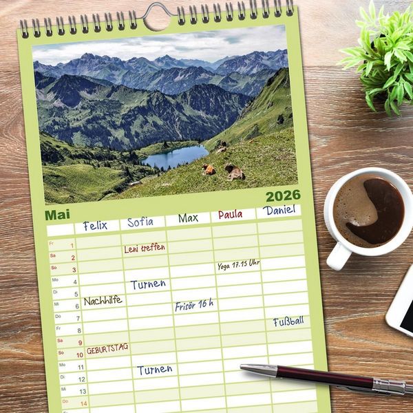 Produktbild: Familienplaner 2026 - Allg&auml;u - Natur pur mit 5 Spalten (Wandkalender, 21 x 45 cm) CALVENDO