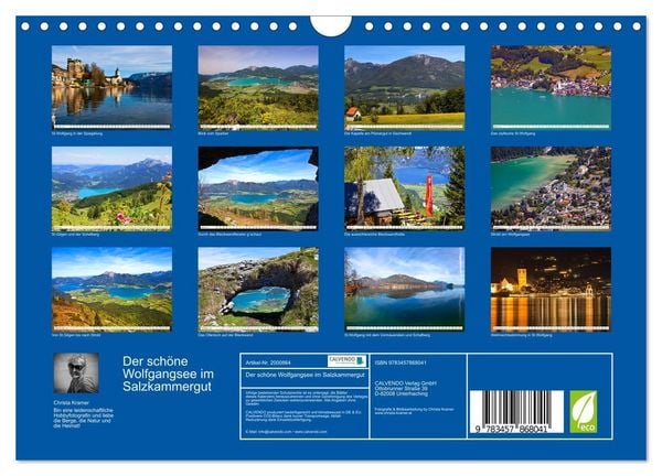 Produktbild: Der sch&ouml;ne Wolfgangsee im Salzkammergut (Wandkalender 2026 DIN A4 quer), CALVENDO Monatskalender