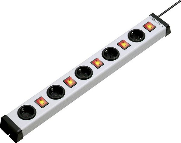 Produktbild: Ehmann 0202x00052301 Steckdosenleiste mit Schalter 5fach Grau, Schwarz Schutzkontakt 1St.