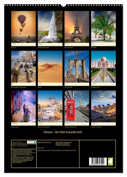 Produktbild: Reisen - die Welt erwartet dich (hochwertiger Premium Wandkalender 2026 DIN A2 hoch), Kunstdruck in Hochglanz