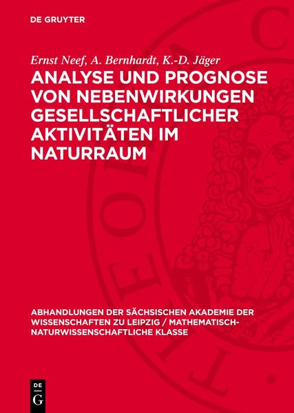 Produktbild: Analyse und Prognose von Nebenwirkungen gesellschaftlicher Aktivit&auml;ten im Naturraum