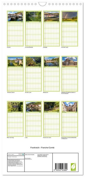 Produktbild: Familienplaner 2026 - Frankreich - Franche-Comt&eacute; mit 5 Spalten (Wandkalender, 21 x 45 cm) CALVENDO