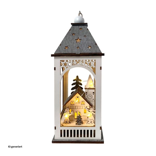 Produktbild: HTI-Living LED Weihnachtslaterne mit Kirche LED Weihnachtslaterne mit Kirche