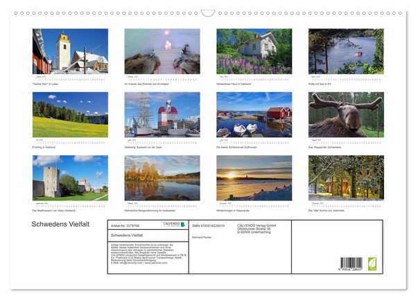 Produktbild: Schwedens Vielfalt (Wandkalender 2026 DIN A2 quer), CALVENDO Monatskalender