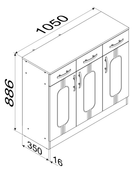 Produktbild: Holz Kommode Sideboard Anrichte Balia 3 Dreht&uuml;ren