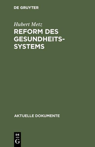 Produktbild: Reform des Gesundheitssystems