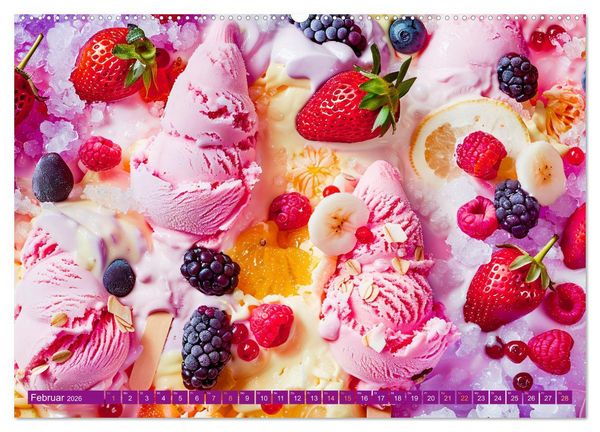 Produktbild: Eiscreme-Tr&auml;ume - S&uuml;&szlig;e Verlockung und florale Sch&ouml;nheiten (hochwertiger Premium Wandkalender 2026 DIN A2 quer), Kunstdruck in Hochglanz