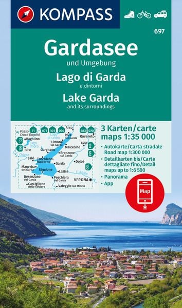 KOMPASS Wanderkarten-Set 697 Gardasee und Umgebung - Lake Garda and its surroundings - Lago di Garda e dintorni (3 Karten) 1:35.000, Sonstige von ,
