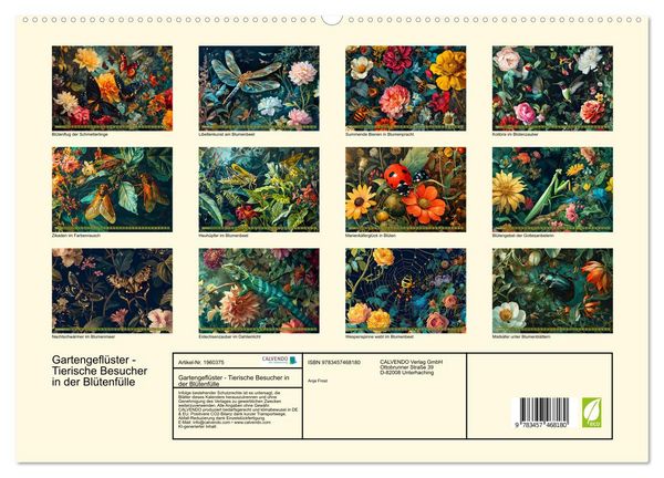 Produktbild: Gartengefl&uuml;ster - Tierische Besucher in der Bl&uuml;tenf&uuml;lle (hochwertiger Premium Wandkalender 2026 DIN A2 quer), Kunstdruck in Hochglanz