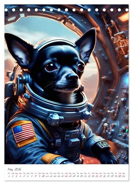 Produktbild: Chihuahua Adventure in Space (Desk Calendar 2026 DIN A5 portrait), CALVENDO 12 Month DeskCalendar