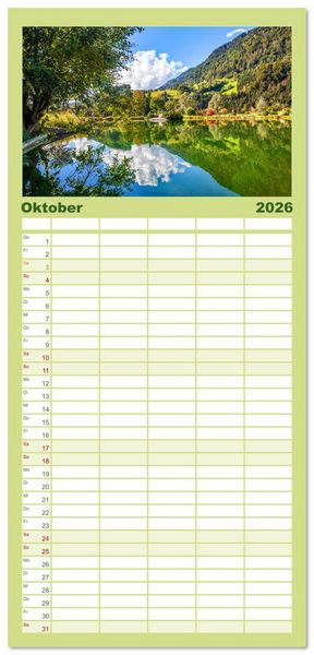 Produktbild: Familienplaner 2026 - St.Johann im Pongau mit 5 Spalten (Wandkalender, 21 x 45 cm) CALVENDO
