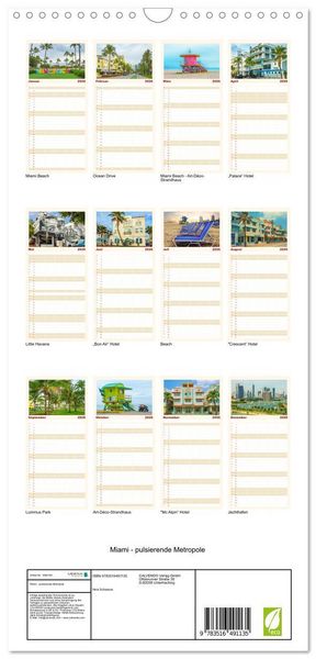 Produktbild: Familienplaner 2026 - Miami - pulsierende Metropole mit 5 Spalten (Wandkalender, 21 x 45 cm) CALVENDO