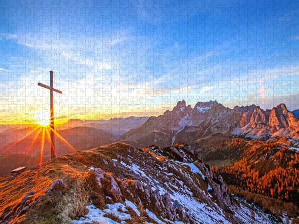Produktbild: CALVENDO Puzzle Gipfelkreuz im Sonnenlicht | 1000 Teile Lege-Gr&ouml;&szlig;e 64x48cm Foto-Puzzle f&uuml;r gl&uuml;ckliche Stunden