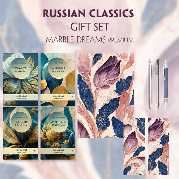 Produktbild: EasyOriginal Readable Classics / Russian Classics - 4 books (with audio-online) Readable Classics Geschenkset + Marmortr&auml;ume Schreibset Premium