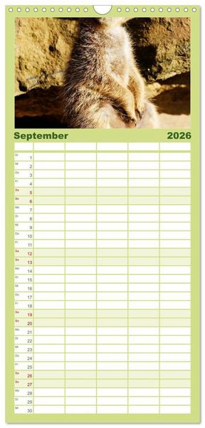 Produktbild: Familienplaner 2026 - Erdm&auml;nnchen mit 5 Spalten (Wandkalender, 21 x 45 cm) CALVENDO