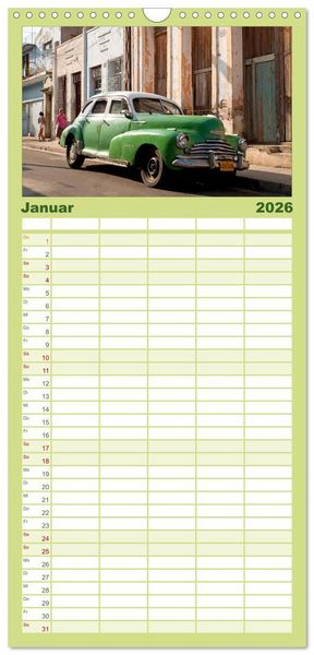 Produktbild: Familienplaner 2026 - Classic Cars of Cuba mit 5 Spalten (Wandkalender, 21 x 45 cm) CALVENDO