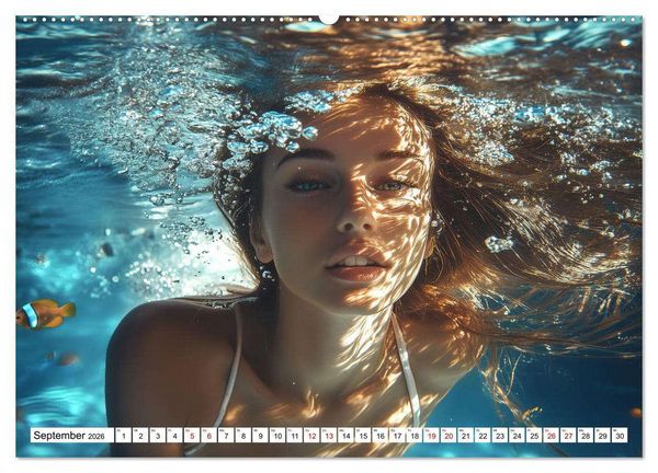 Produktbild: Aqua Desire &ndash; KI-Sch&ouml;nheiten unter Wasser (hochwertiger Premium Wandkalender 2026 DIN A2 quer), Kunstdruck in Hochglanz