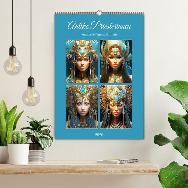 Produktbild: Antike Priesterinnen. Kunstvolle Fantasy-Portraits (Wandkalender 2026 DIN A2 hoch), CALVENDO Monatskalender