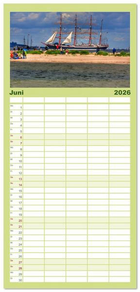 Produktbild: Familienplaner 2026 - Schleswig-Holstein Du bist so sch&ouml;n mit 5 Spalten (Wandkalender, 21 x 45 cm) CALVENDO