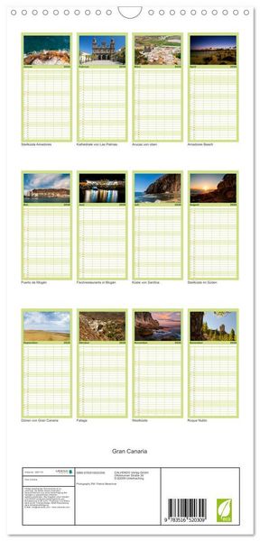 Produktbild: Familienplaner 2026 - Gran Canaria mit 5 Spalten (Wandkalender, 21 x 45 cm) CALVENDO