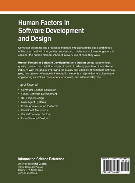 Produktbild: Human Factors in Software Development and Design