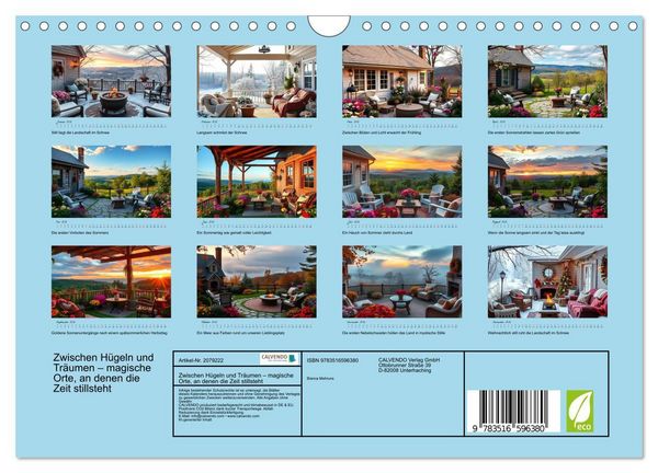 Produktbild: Zwischen H&uuml;geln und Tr&auml;umen &ndash; magische Orte, an denen die Zeit stillsteht (Wandkalender 2026 DIN A4 quer), CALVENDO Monatskalender