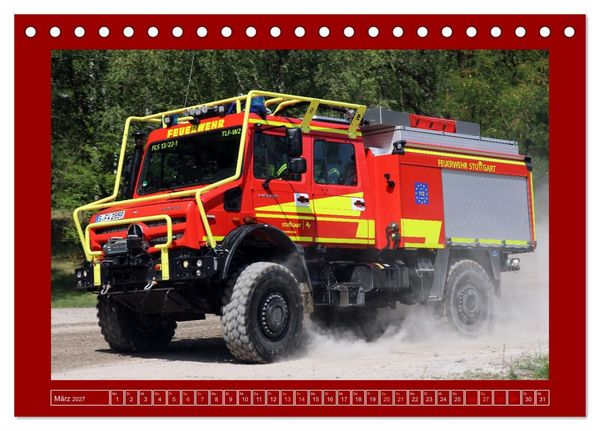 Produktbild: Unimog bei der Feuerwehr (Tischkalender 2027 DIN A5 quer), CALVENDO Monatskalender