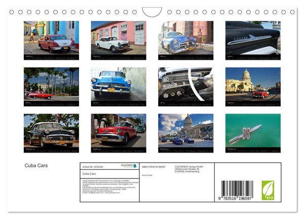 Produktbild: Cuba Cars (Wandkalender 2026 DIN A4 quer), CALVENDO Monatskalender