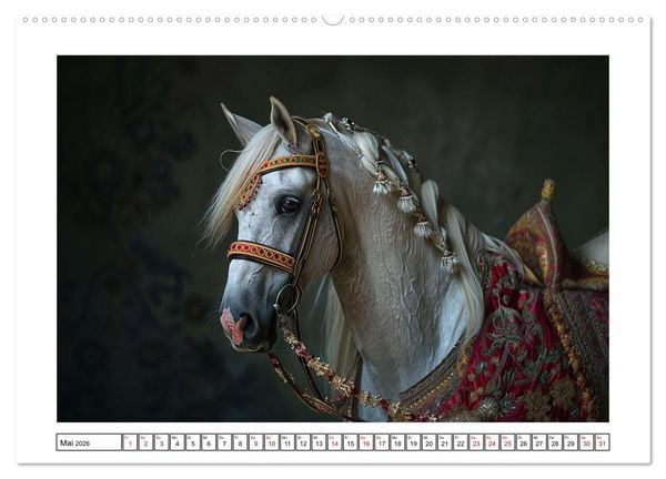 Produktbild: Bezaubernde Eleganz wei&szlig;er Pferde (hochwertiger Premium Wandkalender 2026 DIN A2 quer), Kunstdruck in Hochglanz