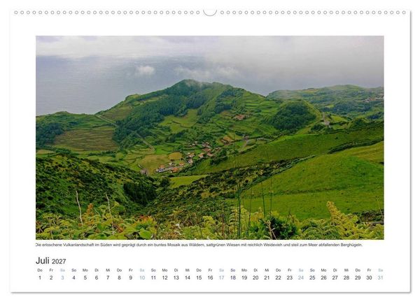 Produktbild: Azoren-Insel Flores - Farbtupfer auf einem erloschenen Vulkan Portugals (hochwertiger Premium Wandkalender 2027 DIN A2 quer), Kunstdruck in Hochglanz