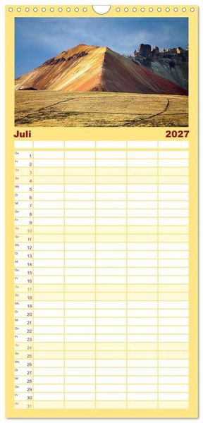 Produktbild: Familienplaner 2027 - Bolivien - Eine Wanderreise mit 5 Spalten (Wandkalender, 21 x 45 cm) CALVENDO