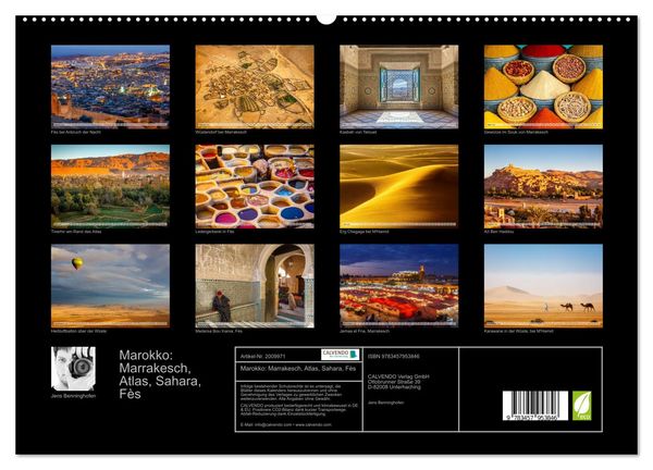 Produktbild: Marokko: Marrakesch, Atlas, Sahara, F&egrave;s (hochwertiger Premium Wandkalender 2026 DIN A2 quer), Kunstdruck in Hochglanz