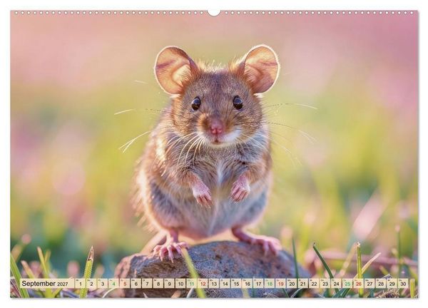 Produktbild: Niedliche Feldm&auml;use in Pastellfarben (Wandkalender 2027 DIN A2 quer), CALVENDO Monatskalender