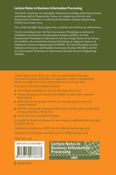 Produktbild: Advanced Information Systems Engineering Workshops