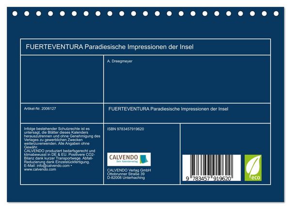 Produktbild: FUERTEVENTURA Paradiesische Impressionen der Insel (Tischkalender 2026 DIN A5 quer), CALVENDO Monatskalender