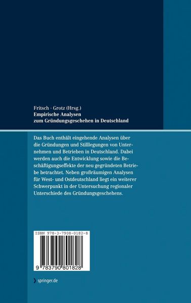 Produktbild: Empirische Analysen zum Gr&uuml;ndungsgeschehen in Deutschland