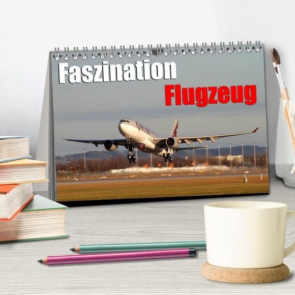 Produktbild: Faszination Flugzeug (Tischkalender 2026 DIN A5 quer), CALVENDO Monatskalender