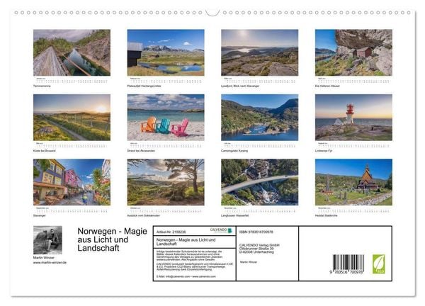 Produktbild: Norwegen - Magie aus Licht und Landschaft (hochwertiger Premium Wandkalender 2026 DIN A2 quer), Kunstdruck in Hochglanz