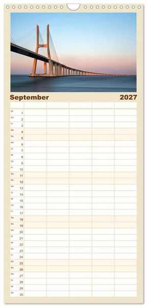 Produktbild: Familienplaner 2027 - Von Porto bis an die Algarve mit 5 Spalten (Wandkalender, 21 x 45 cm) CALVENDO
