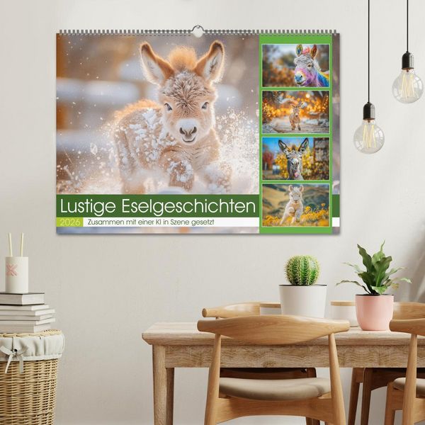 Produktbild: Lustige Eselgeschichten (Wandkalender 2026 DIN A2 quer), CALVENDO Monatskalender