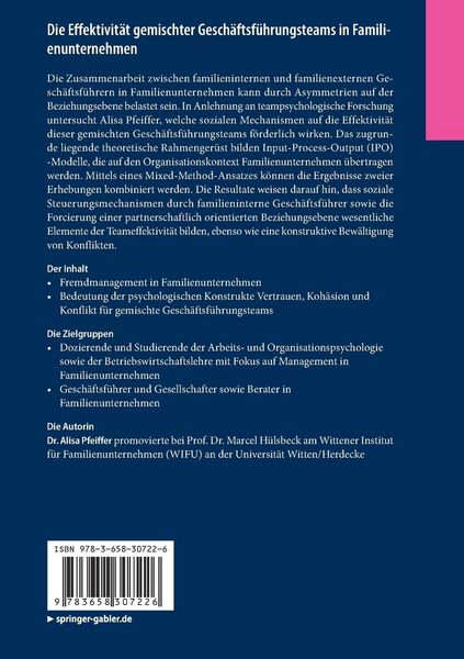 Produktbild: Die Effektivit&auml;t gemischter Gesch&auml;ftsf&uuml;hrungsteams in Familienunternehmen
