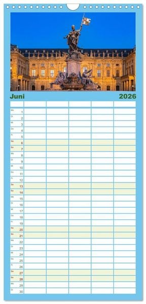 Produktbild: Familienplaner 2026 - Bayern bei Nacht mit 5 Spalten (Wandkalender, 21 x 45 cm) CALVENDO