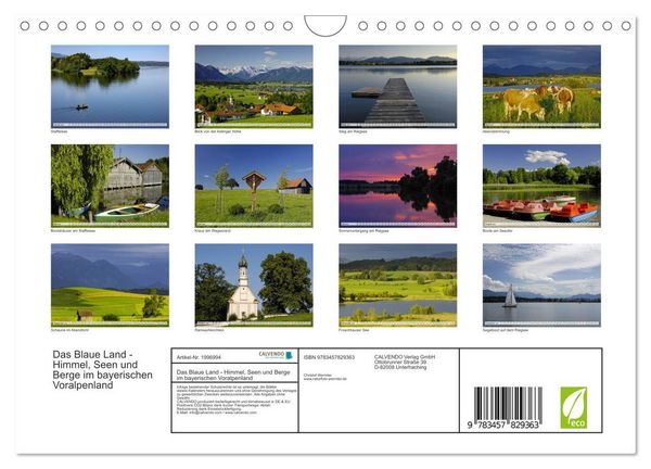 Produktbild: Das Blaue Land - Himmel, Seen und Berge im bayerischen Voralpenland (Wandkalender 2026 DIN A4 quer), CALVENDO Monatskalender