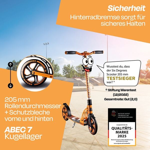 Produktbild: SIX DEGREES Alu Scooter 205 mm orange