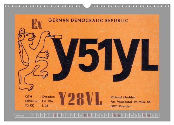 Produktbild: DDR - Ostalgie auf QSL-Karten (Wandkalender 2026 DIN A3 quer), CALVENDO Monatskalender