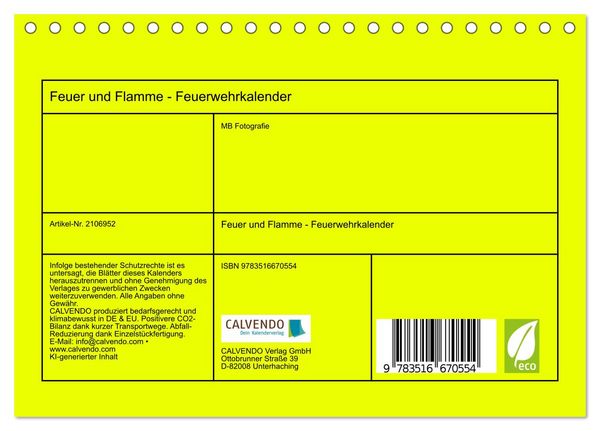 Produktbild: Feuer und Flamme - Feuerwehrkalender (Tischkalender 2026 DIN A5 quer), CALVENDO Monatskalender